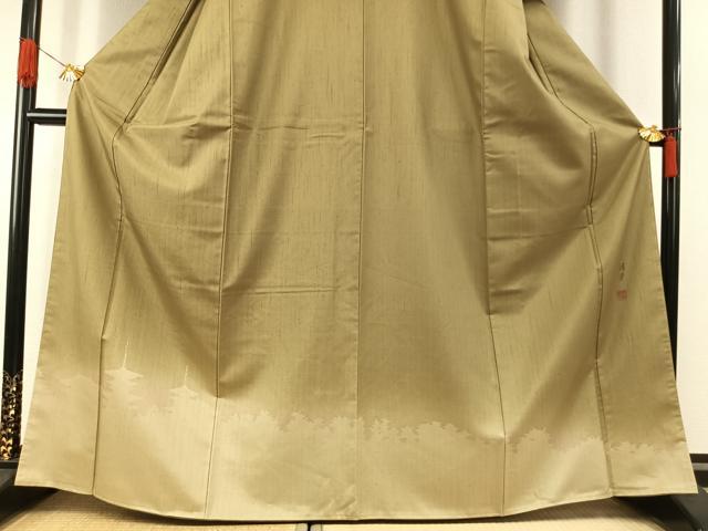 平和屋着物●染色作家　寺島利男　訪問着　紬地　風景文　正絹　逸品　未使用　AABI1638fy