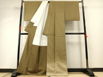 平和屋着物●染色作家　寺島利男　訪問着　紬地　風景文　正絹　逸品　未使用　AABI1638fy