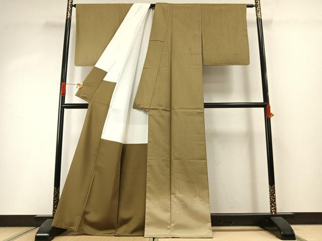 平和屋着物●染色作家　寺島利男　訪問着　紬地　風景文　正絹　逸品　未使用　AABI1638fy