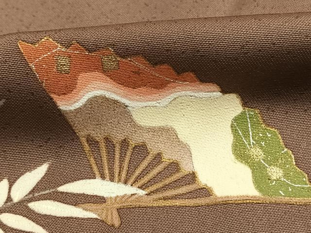 平和屋着物●訪問着　扇面花文　栗鼠　金彩　正絹　逸品　AABI1645fy