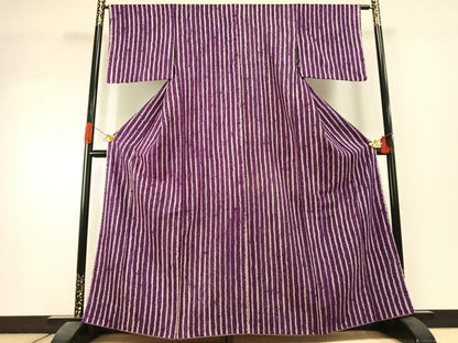 平和屋着物●上質な小紋　絞り　変わり縞　正絹　逸品　AABI1649fy