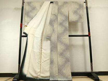 平和屋着物●上質な小紋　幾何学文様　正絹　逸品　AABI1650fy
