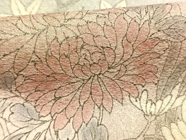 平和屋着物●訪問着　草花文　暈し染め　銀彩　正絹　逸品　AABI1651fy