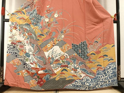 平和屋着物●訪問着　紅型　花鳥文　やまと誂製　正絹　逸品　AABI1654fy