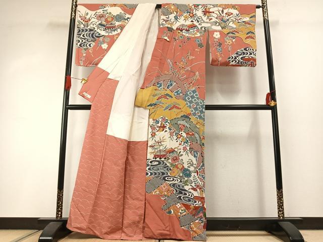 平和屋着物●訪問着　紅型　花鳥文　やまと誂製　正絹　逸品　AABI1654fy