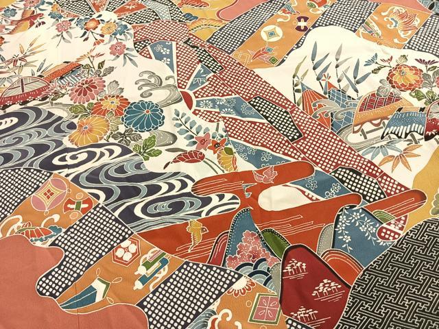平和屋着物●訪問着　紅型　花鳥文　やまと誂製　正絹　逸品　AABI1654fy