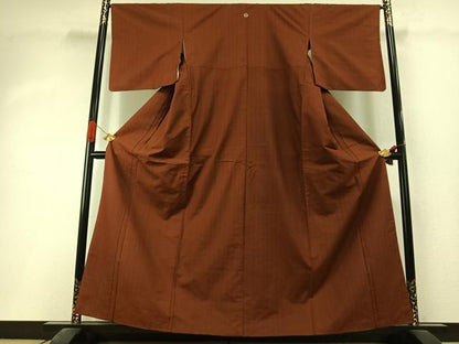平和屋着物●上質な紬　色無地　団十郎茶色　正絹　逸品　AABI1657fy