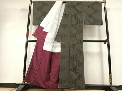 平和屋着物●お召　流水文　正絹　逸品　AABI1658fy