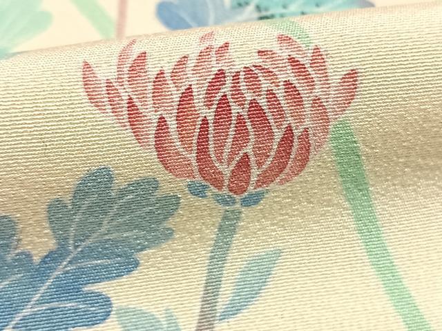 平和屋着物●名匠・初代由水十久師事　本加賀友禅作家　竹内銀風　訪問着　枝花文　暈し染め　反端付き　正絹　逸品　AABI1660fy