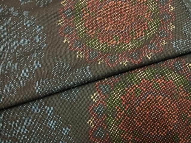 平和屋着物●本場大島紬　一元絣　吉祥花文　正絹　逸品　AABI1662fy