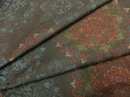 平和屋着物●本場大島紬　一元絣　吉祥花文　正絹　逸品　AABI1662fy
