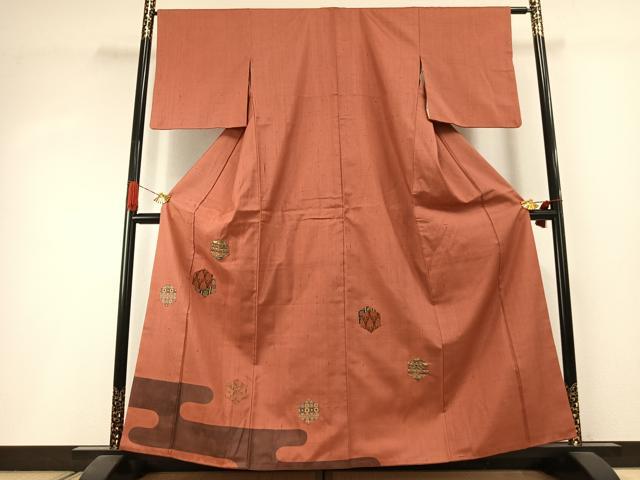 平和屋着物●訪問着　紬地　切嵌　龍村裂　正絹　逸品　AABI1663fy