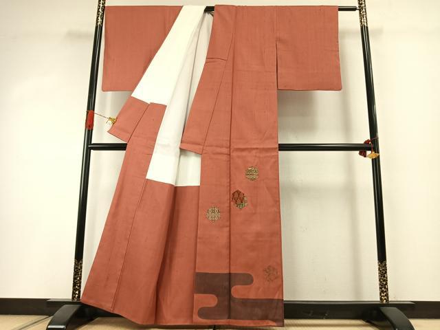 平和屋着物●訪問着　紬地　切嵌　龍村裂　正絹　逸品　AABI1663fy
