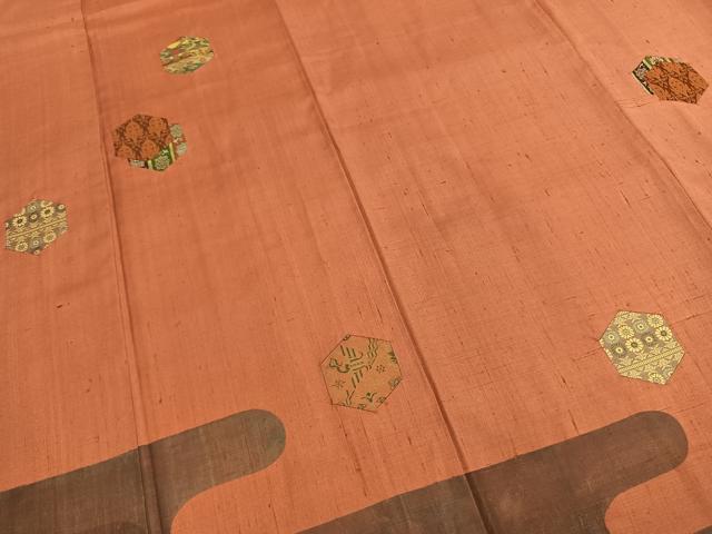 平和屋着物●訪問着　紬地　切嵌　龍村裂　正絹　逸品　AABI1663fy