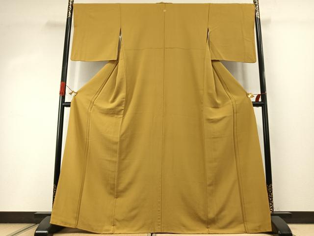 平和屋着物●上質な色無地　芥子色　正絹　逸品　AABI1664fy