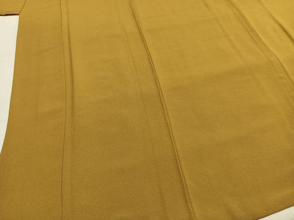 平和屋着物●上質な色無地　芥子色　正絹　逸品　AABI1664fy