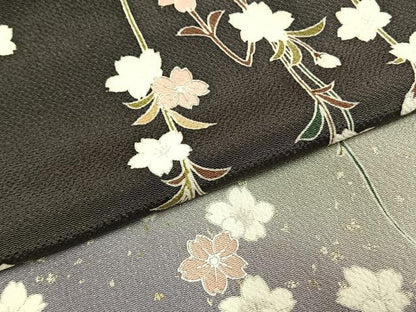 平和屋着物●訪問着　舞桜文　暈し染め　銀彩　鬼しぼ縮緬　正絹　逸品　AABI1666fy
