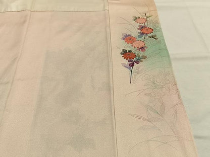 平和屋着物●訪問着　作家物　刺繍　草花文　暈し染め　銀彩　正絹　逸品　AABI1667fy
