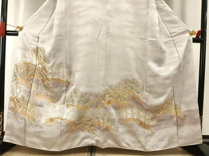 平和屋着物●訪問着　総刺繍　駒刺繍　枝松文　金銀糸　正絹　逸品　AABI1669fy