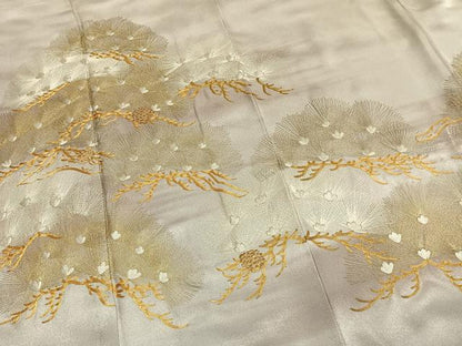 平和屋着物●訪問着　総刺繍　駒刺繍　枝松文　金銀糸　正絹　逸品　AABI1669fy