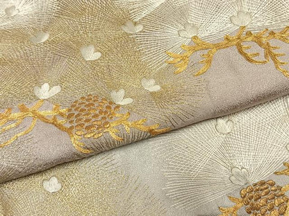 平和屋着物●訪問着　総刺繍　駒刺繍　枝松文　金銀糸　正絹　逸品　AABI1669fy