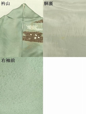 平和屋着物●訪問着　絞り　刺繍　草花文　金糸　金彩　正絹　逸品　AABI1673fy