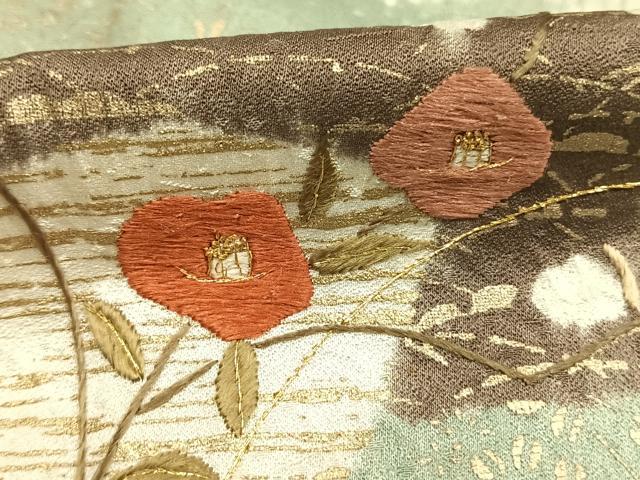 平和屋着物●訪問着　絞り　刺繍　草花文　金糸　金彩　正絹　逸品　AABI1673fy