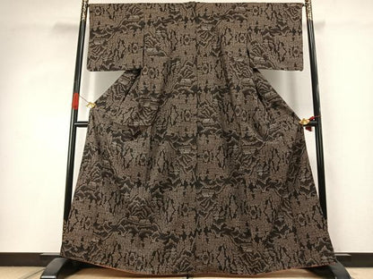 平和屋着物●本場大島紬　一元7マルキ　風景文　正絹　逸品　AABI1676fy