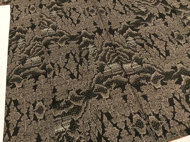 平和屋着物●本場大島紬　一元7マルキ　風景文　正絹　逸品　AABI1676fy