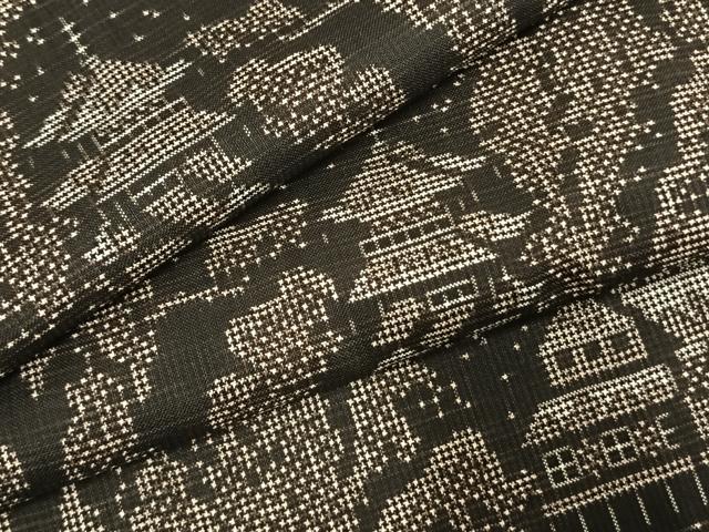平和屋着物●本場大島紬　一元7マルキ　風景文　正絹　逸品　AABI1676fy