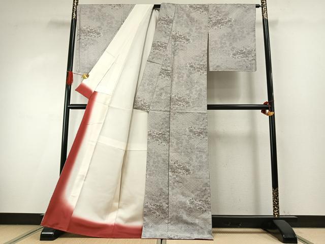 平和屋着物●本場大島紬　白大島　一元7マルキ　雲取り風景文　正絹　逸品　AABI1677fy