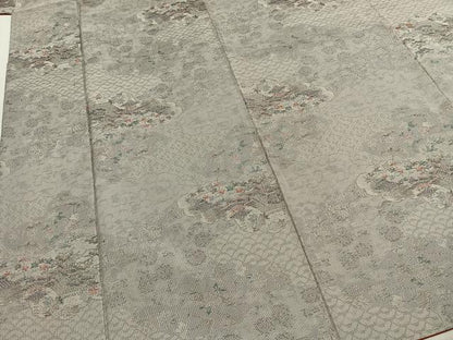 平和屋着物●本場大島紬　白大島　一元7マルキ　雲取り風景文　正絹　逸品　AABI1677fy