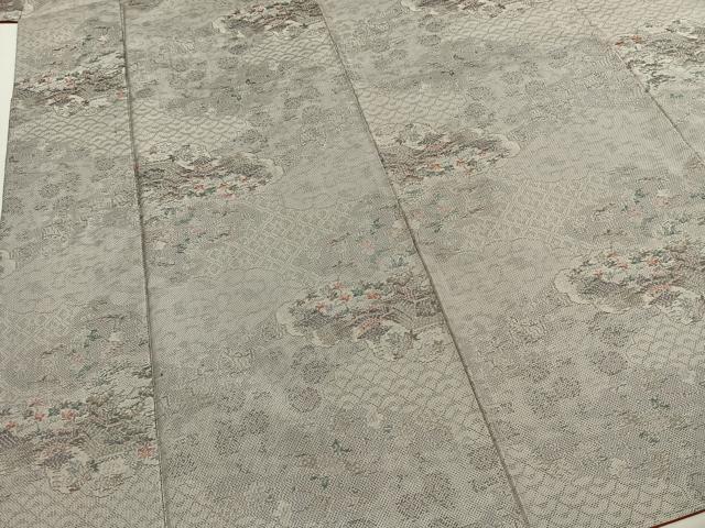 平和屋着物●本場大島紬　白大島　一元7マルキ　雲取り風景文　正絹　逸品　AABI1677fy