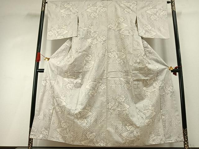 平和屋着物●本場大島紬　白大島　カタス9マルキ　花鳥文　ますいわ屋扱い　正絹　逸品　AABI1680fy