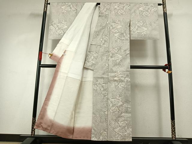 平和屋着物●本場大島紬　白大島　カタス9マルキ　花鳥文　ますいわ屋扱い　正絹　逸品　AABI1680fy
