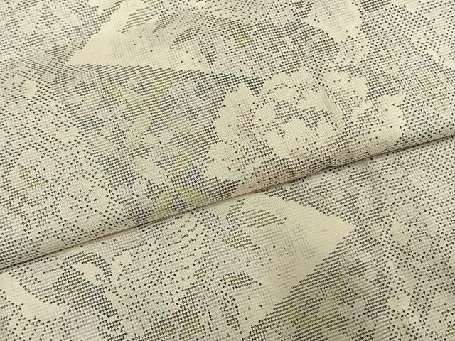 平和屋着物●本場大島紬　白大島　カタス9マルキ　花鳥文　ますいわ屋扱い　正絹　逸品　AABI1680fy