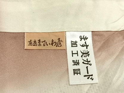 平和屋着物●本場大島紬　白大島　カタス9マルキ　花鳥文　ますいわ屋扱い　正絹　逸品　AABI1680fy