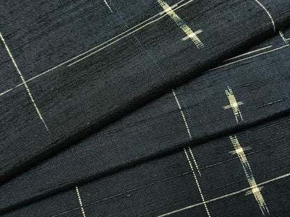 平和屋着物●上質な紬　格子　反端付き　正絹　逸品　AABI1685fy