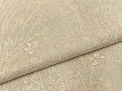 平和屋着物●訪問着　紬地　刺繍　草花文　正絹　逸品　未使用　AABI1688fy