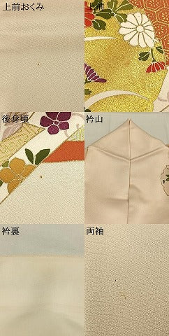 平和屋着物●訪問着　駒刺繍　雪輪花文　金彩　正絹　逸品　AABI1689fy