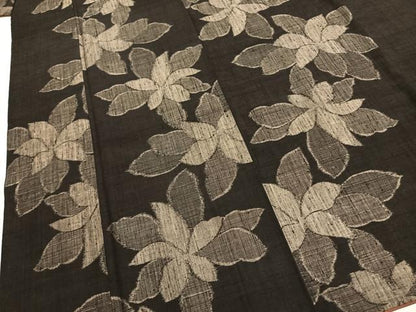 平和屋着物●上質な紬　草花文　正絹　逸品　AABI1690fy