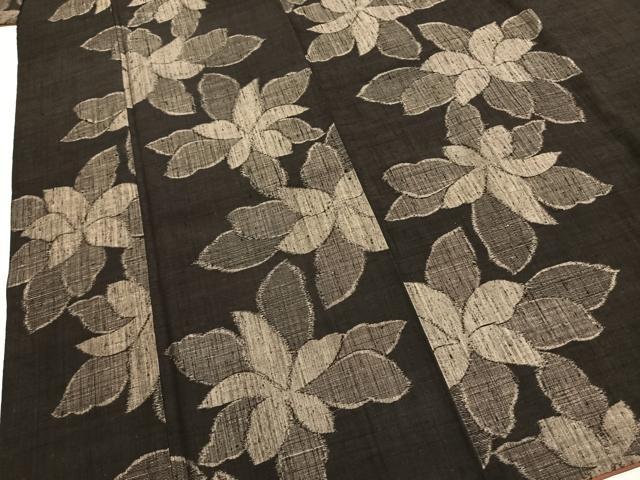 平和屋着物●上質な紬　草花文　正絹　逸品　AABI1690fy