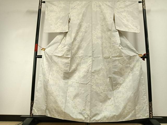 平和屋着物●本場大島紬　白大島　130亀甲　草花文　正絹　逸品　AABI1693fy