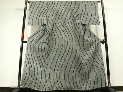 平和屋着物●上質な小紋　総絞り　流水文　正絹　逸品　AABI1694fy