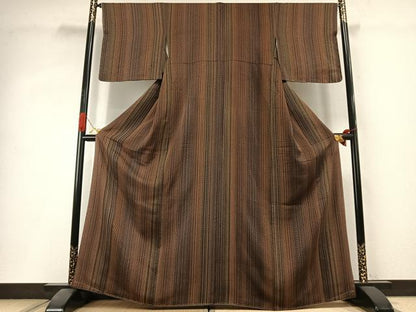 平和屋着物●上質な小紋　市松文様　正絹　逸品　未使用　AABI1695fy
