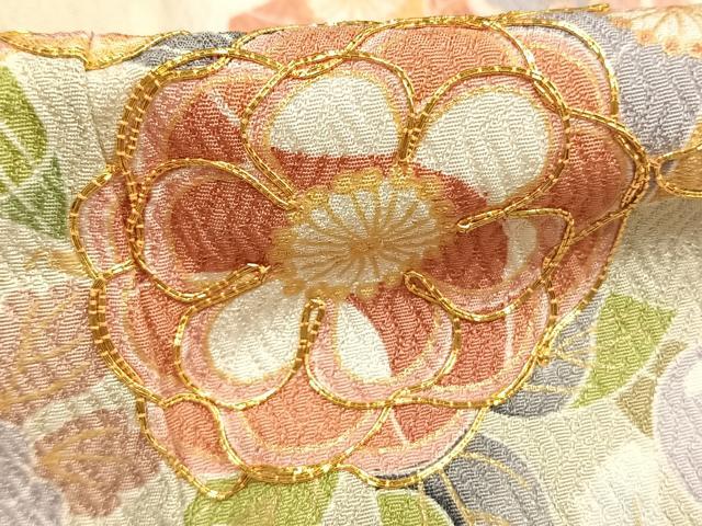 平和屋着物●訪問着　駒刺繍　草花文　暈し染め　金彩　三越扱い　正絹　逸品　AABI1696fy