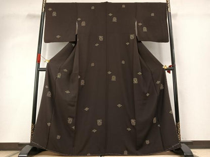平和屋着物●上質な小紋　印伝　兎　正絹　逸品　未使用　AABI1697fy