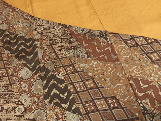 平和屋着物●染色作家　斉藤三才　訪問着　花鳥文　金彩　正絹　逸品　未使用　AABI1699fy