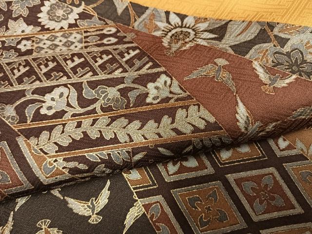 平和屋着物●染色作家　斉藤三才　訪問着　花鳥文　金彩　正絹　逸品　未使用　AABI1699fy