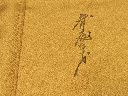 平和屋着物●染色作家　斉藤三才　訪問着　花鳥文　金彩　正絹　逸品　未使用　AABI1699fy